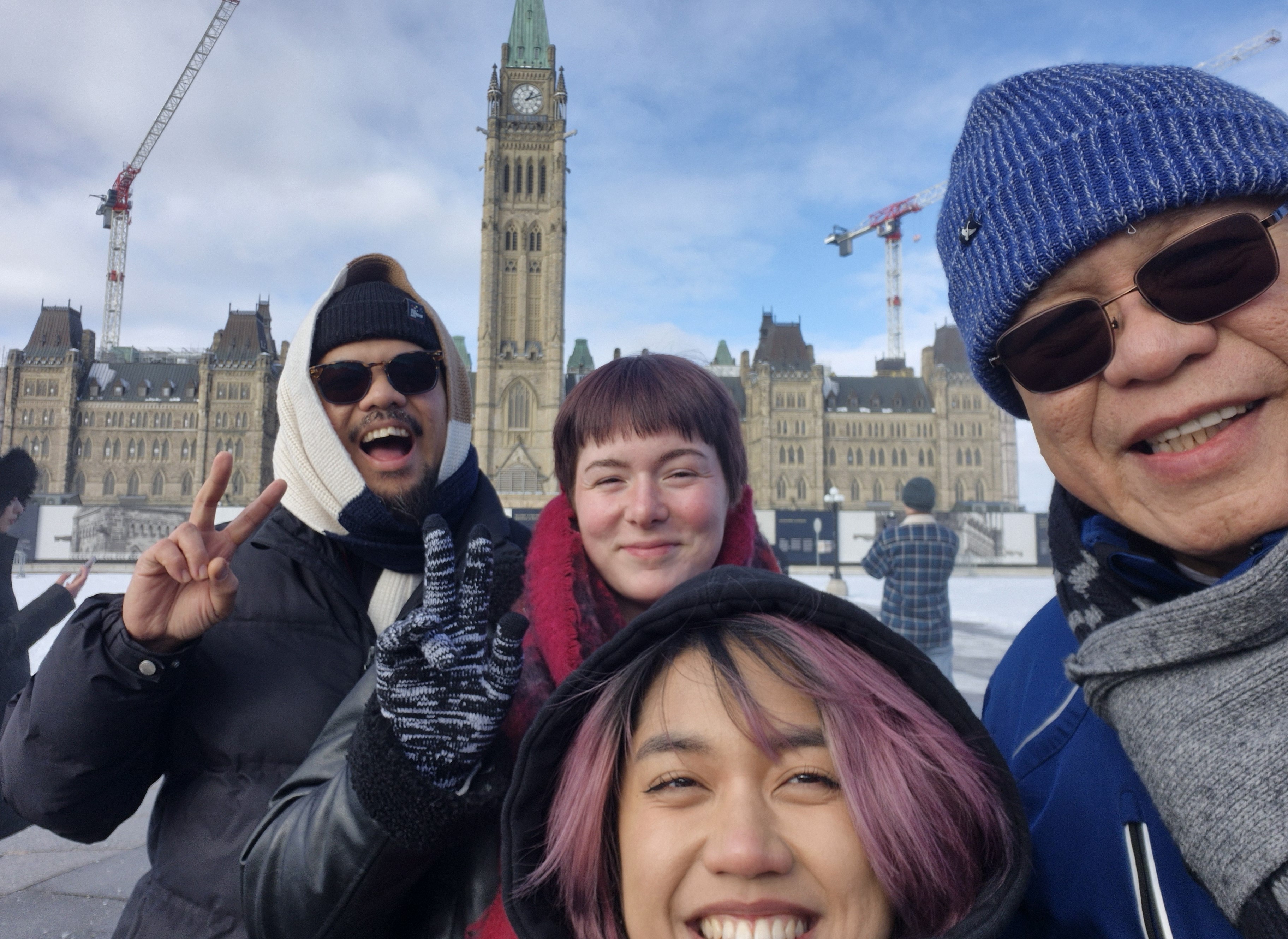 Winter at Canadian Parliament with Chino, Nat and Vin